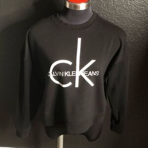 Calvin Klein Monogram  Logo Pullover Crop Sweatshirt